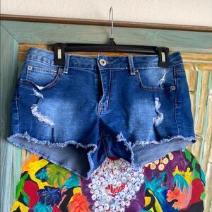 BONGO Blue Jean Shorts with Distressed Design